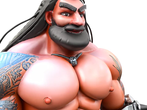 Cyber Arm Brawler - Stylized 3D Character 3D Model