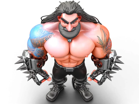Cyber Arm Brawler - Stylized 3D Character 3D Model