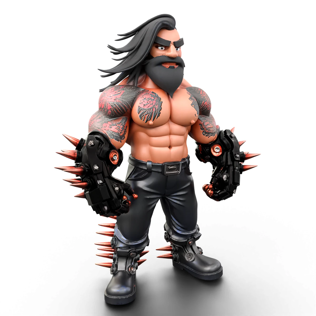 Muscular Tattooed Character 3D Model .c4d .max .obj .3ds .fbx .stl .blend