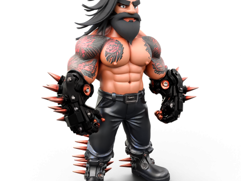 Muscular Tattooed Character 3D Model