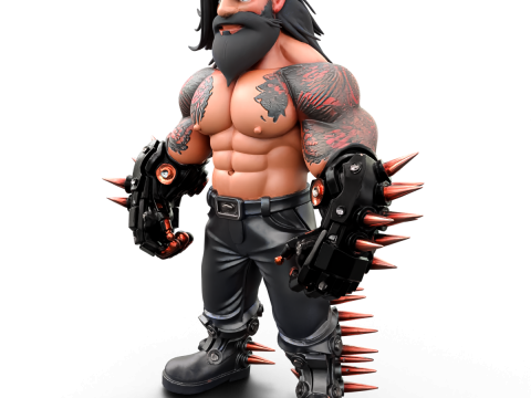 Muscular Tattooed Character Modelo 3D