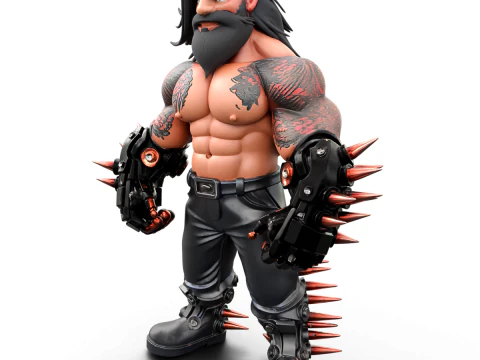 Muscular Tattooed Character 3D Model