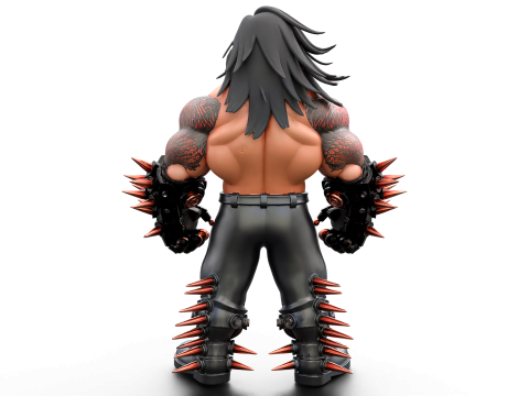 Muscular Tattooed Character Modelo 3D