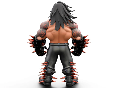 Muscular Tattooed Character 3D Model