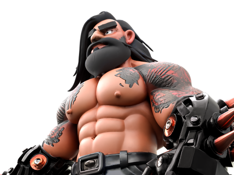 Muscular Tattooed Character Modelo 3D