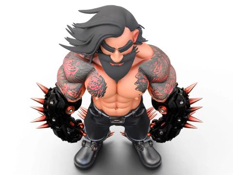 Muscular Tattooed Character 3D Model