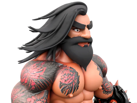 Muscular Tattooed Character 3D Model