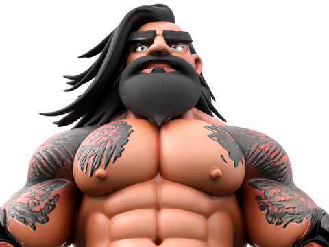 Muscular Tattooed Character Modelo 3D