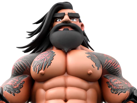 Muscular Tattooed Character 3D Model