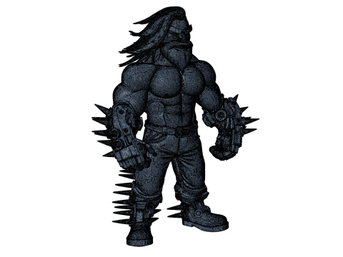 Muscular Tattooed Character 3D Model