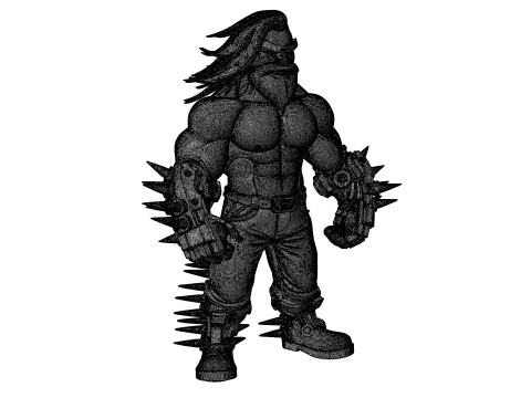 Muscular Tattooed Character 3D Model