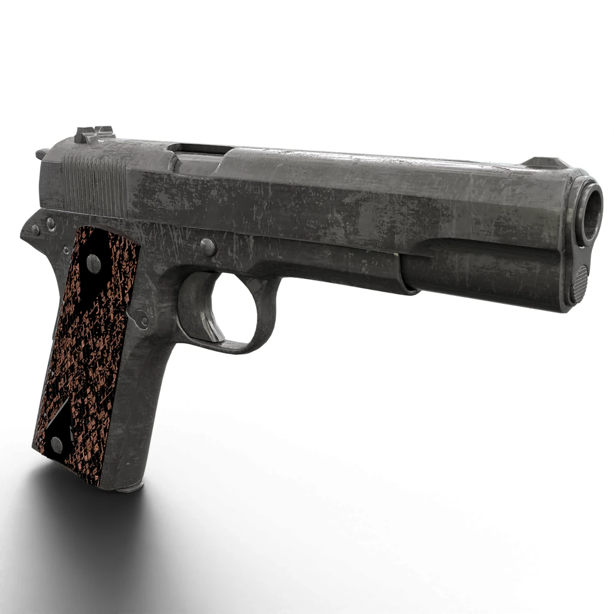 Pistola M1911 indossata realistica Modello 3D .c4d .max .obj .3ds .fbx .stl .blend