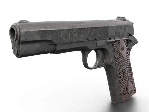 Pistola M1911 indossata realistica Modello 3D
