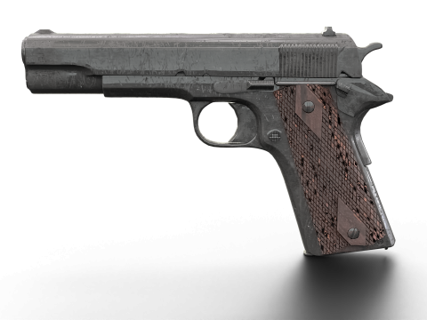 Realistic Worn M1911 Pistol Modelo 3D