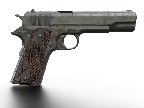 Realistic Worn M1911 Pistol Modelo 3D