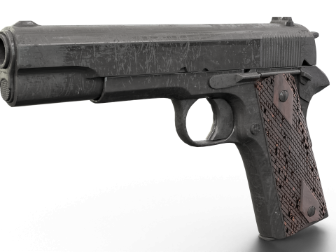 Realistic Worn M1911 Pistol Modelo 3D