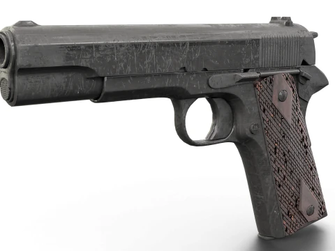 Pistola M1911 indossata realistica Modello 3D