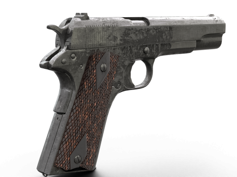 Realistic Worn M1911 Pistol Modelo 3D
