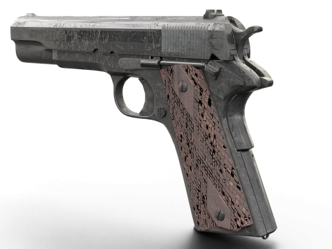 Realistic Worn M1911 Pistol Modelo 3D