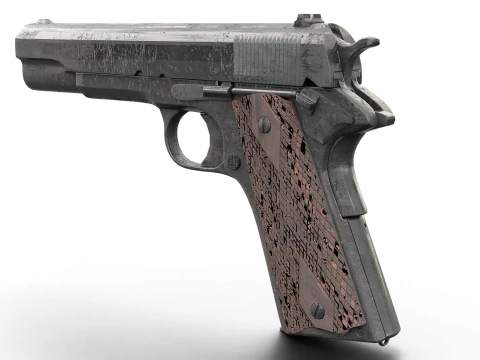 Pistola M1911 indossata realistica Modello 3D