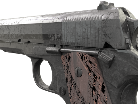 Realistic Worn M1911 Pistol Modelo 3D