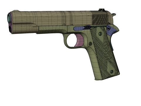 Realistic Worn M1911 Pistol Modelo 3D