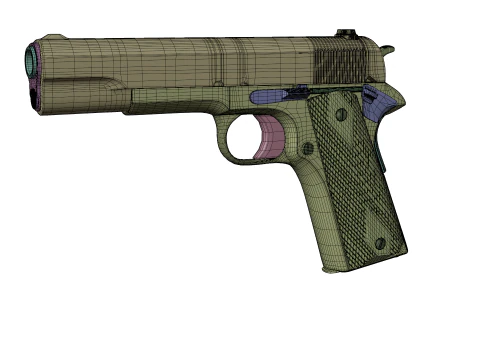Pistola M1911 indossata realistica Modello 3D