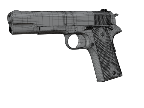 Realistic Worn M1911 Pistol Modelo 3D