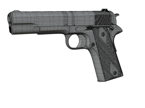 Pistola M1911 indossata realistica Modello 3D