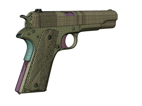 Pistola M1911 indossata realistica Modello 3D