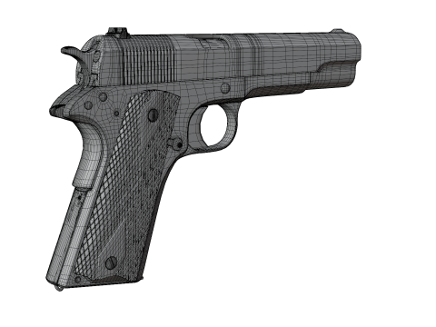 Realistic Worn M1911 Pistol Modelo 3D