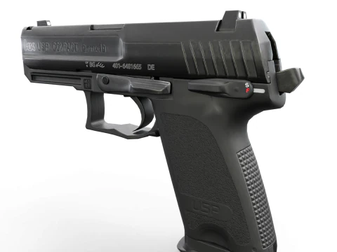 USP Compact 9mm - Realistic Pistol 3D Model