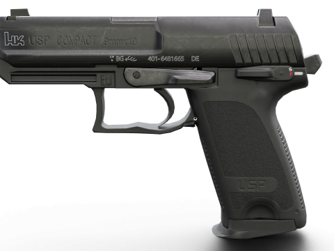 USP Compact 9mm - Realistic Pistol 3D Модель