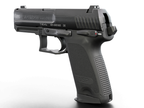 USP Compact 9mm - Realistic Pistol 3D Модель