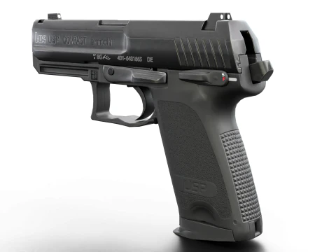 USP Compact 9mm - Realistic Pistol 3D Model