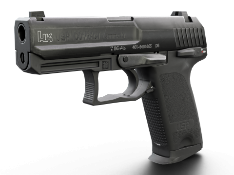 USP Compact 9mm - Realistic Pistol 3D मॉडल