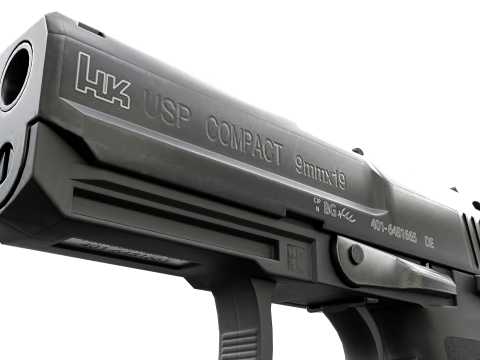 USP Compact 9mm - Realistic Pistol 3D Модель