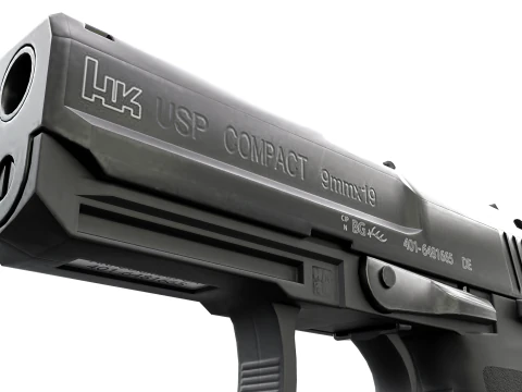 USP Compact 9mm - Realistic Pistol 3D Model