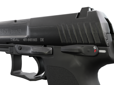 USP Compact 9mm - Realistic Pistol 3D Модель