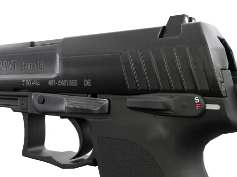USP Compact 9mm - Realistic Pistol 3D Model