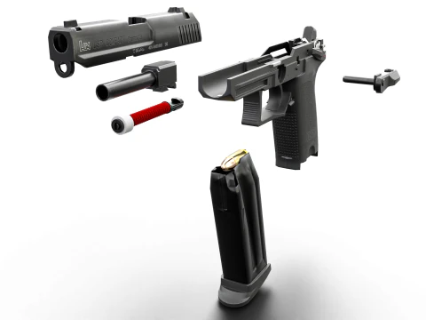 USP Compact 9mm - Realistic Pistol 3D Model
