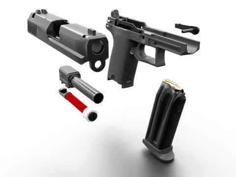USP Compact 9mm - Realistic Pistol 3D Model