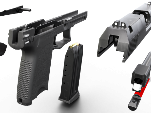 USP Compact 9mm - Realistic Pistol 3D Модель
