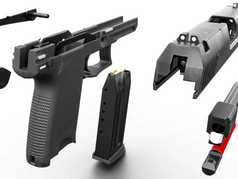 USP Compact 9mm - Realistic Pistol 3D Model