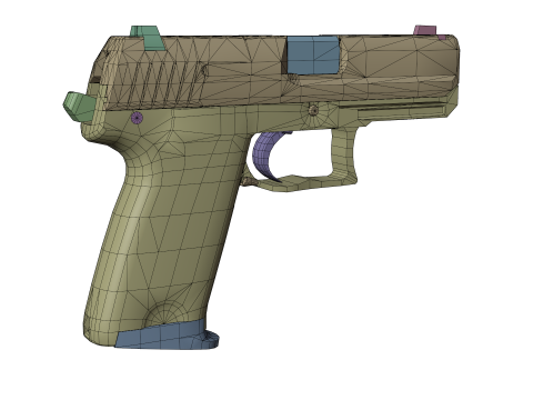 USP Compact 9mm - Realistic Pistol 3D Модель