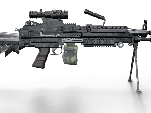 Heavy Tactical Belt-Fed LMG Game Ready 3D Model