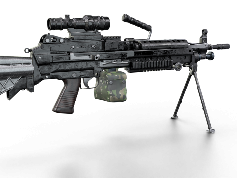 Heavy Tactical Belt-Fed LMG Game Ready 3D Model