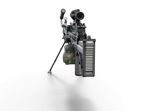 Heavy Tactical Belt-Fed LMG Game Ready 3D Model