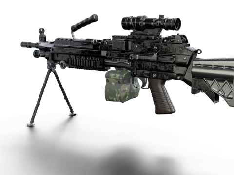 Heavy Tactical Belt-Fed LMG Game Ready 3D Model
