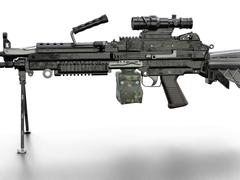 Heavy Tactical Belt-Fed LMG Game Ready 3D Model